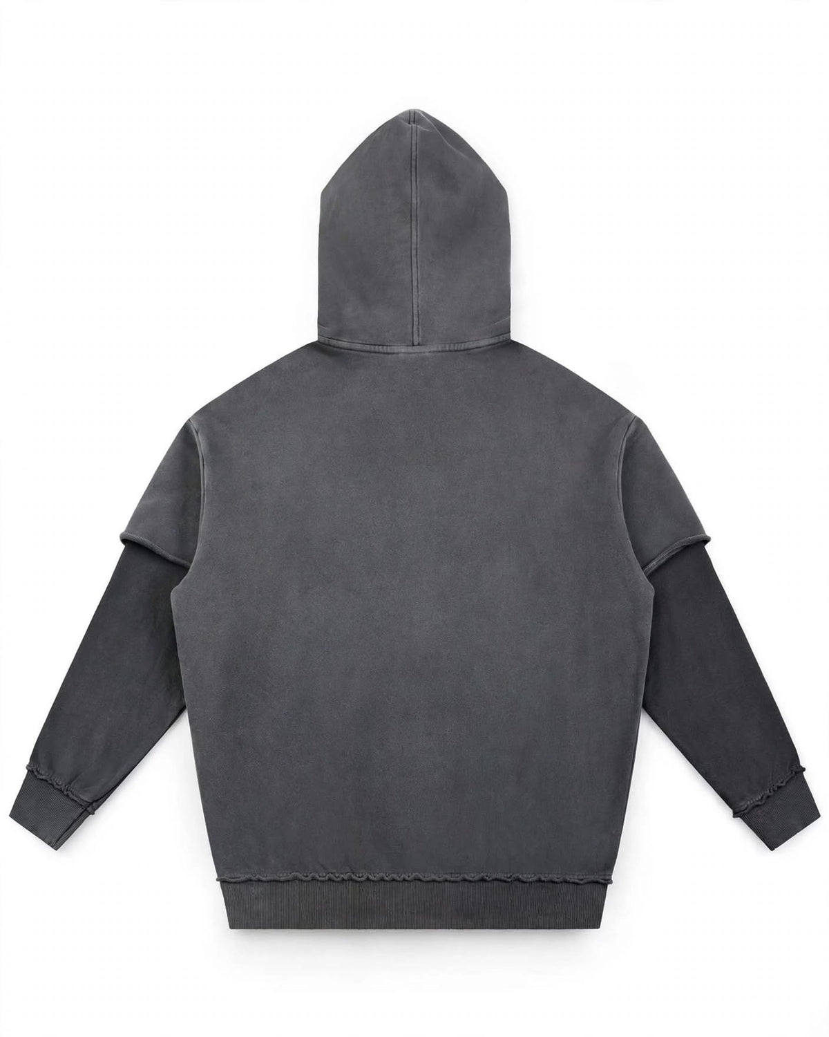 Lá Q - Snow Washed Raw Edge Double Layered Hoodie | Unisex