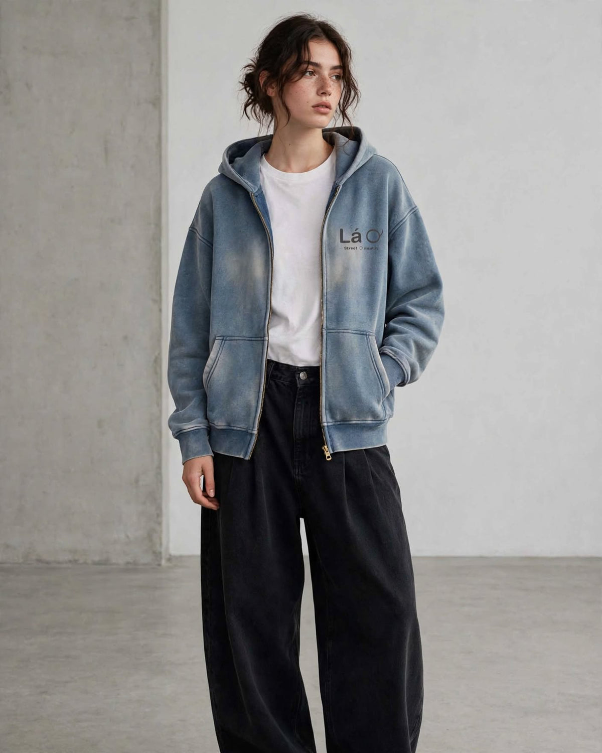 Lá Q - Sunfade Two-Way Zipper Boxy Fleece Hoodie | Unisex
