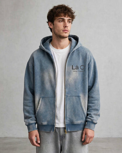 Lá Q - Sunfade Two-Way Zipper Boxy Fleece Hoodie | Men