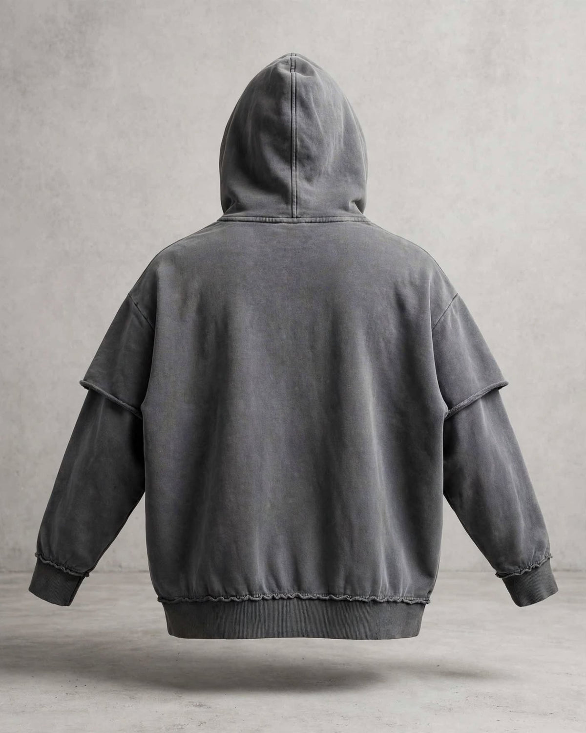 Lá Q - Snow Washed Raw Edge Double Layered Hoodie | Unisex