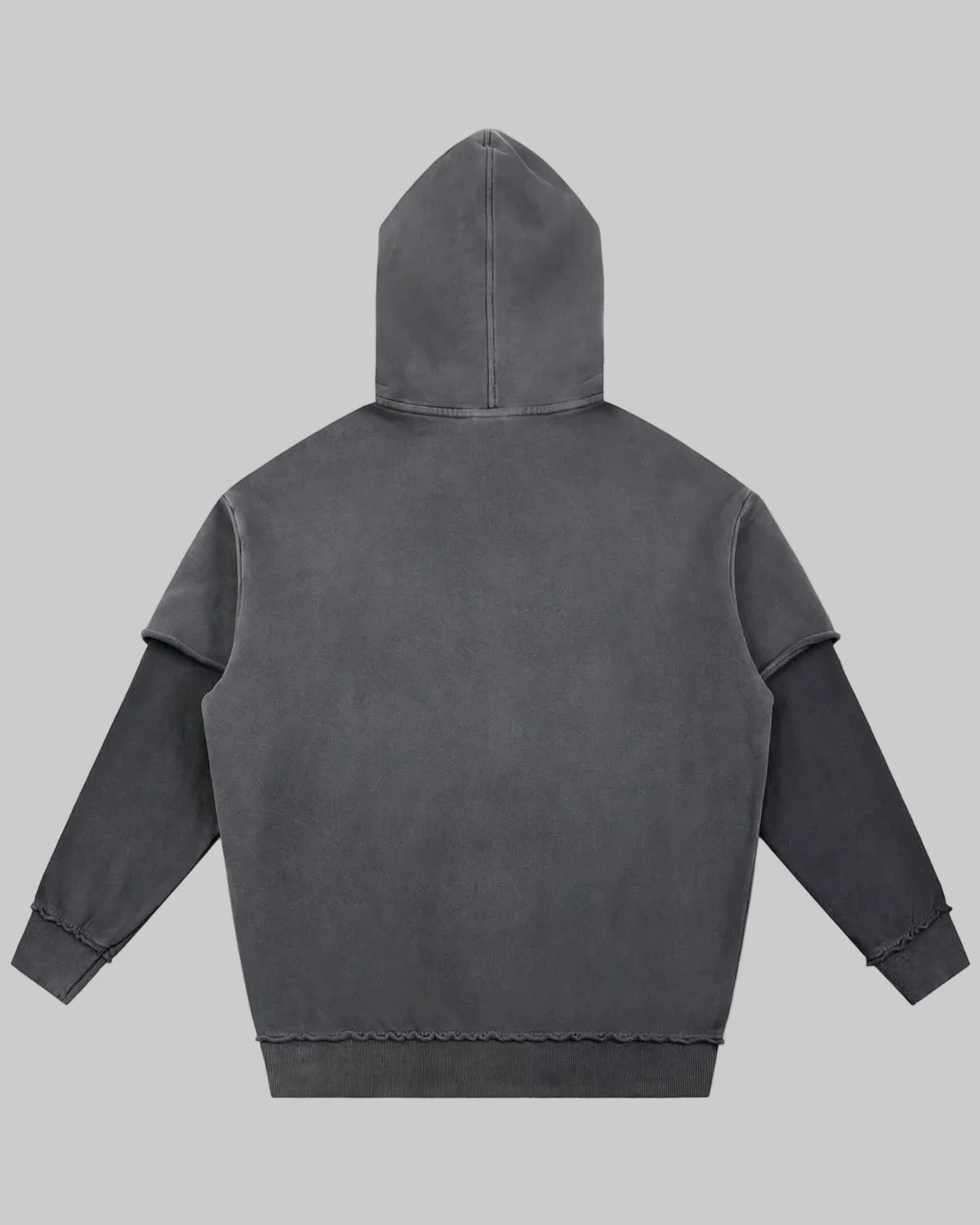 Lá Q - Snow Washed Raw Edge Double Layered Hoodie - Women view