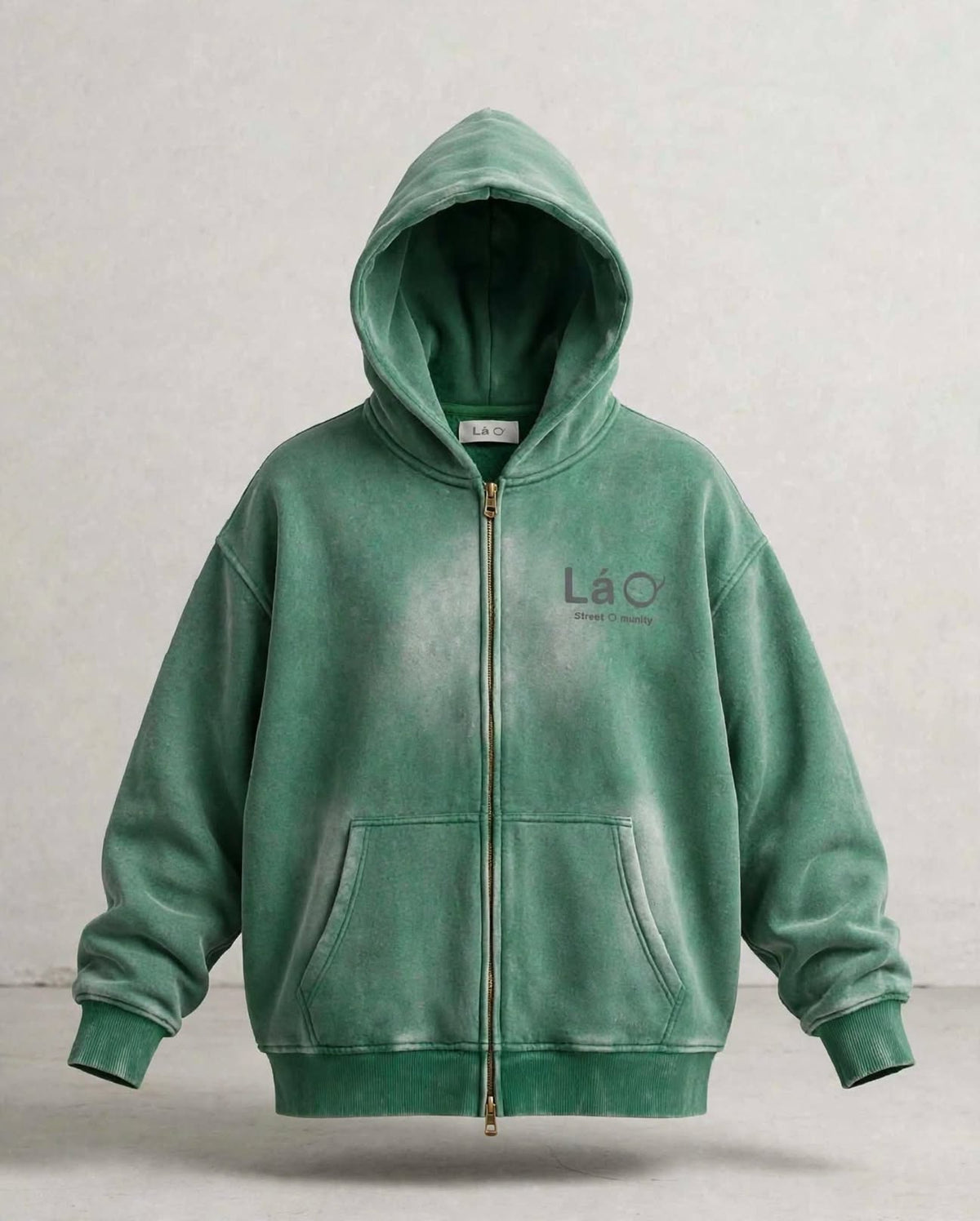 Lá Q Sunfade Two-way Zipper Boxy Fleece Hoodie - Women view