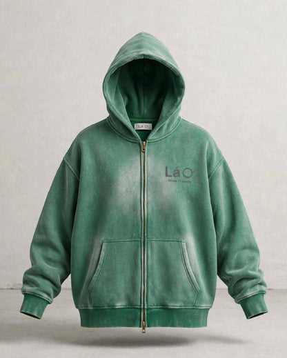 Lá Q Sunfade Two-way Zipper Boxy Fleece Hoodie - Women view