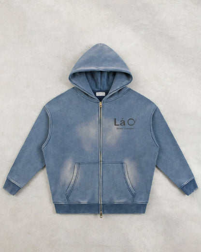 Lá Q - Sunfade Two-Way Zipper Boxy Fleece Hoodie - Men view
